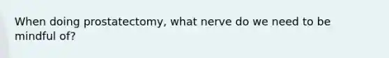 When doing prostatectomy, what nerve do we need to be mindful of?