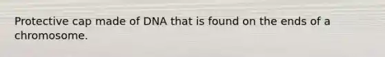 Protective cap made of DNA that is found on the ends of a chromosome.