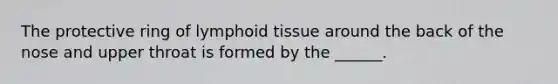 The protective ring of lymphoid tissue around the back of the nose and upper throat is formed by the ______.