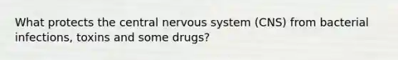 What protects the central nervous system (CNS) from bacterial infections, toxins and some drugs?