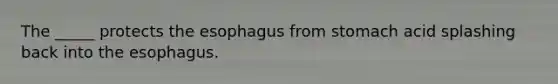 The _____ protects the esophagus from stomach acid splashing back into the esophagus.