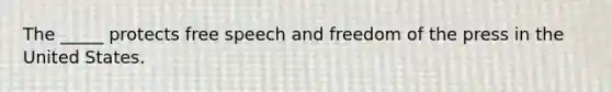 The _____ protects free speech and freedom of the press in the United States.