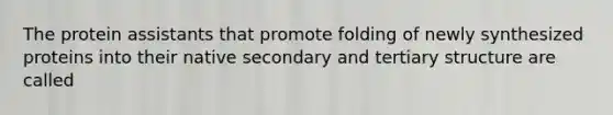 The protein assistants that promote folding of newly synthesized proteins into their native secondary and tertiary structure are called