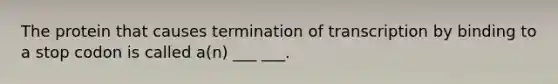 The protein that causes termination of transcription by binding to a stop codon is called a(n) ___ ___.