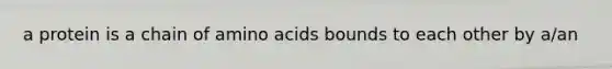 a protein is a chain of amino acids bounds to each other by a/an