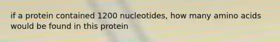 if a protein contained 1200 nucleotides, how many amino acids would be found in this protein