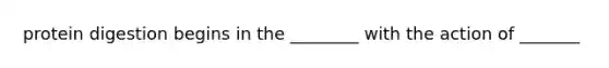 protein digestion begins in the ________ with the action of _______