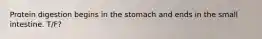 Protein digestion begins in the stomach and ends in the small intestine. T/F?