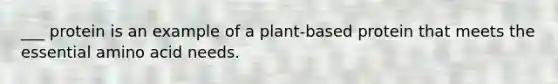 ___ protein is an example of a plant-based protein that meets the essential amino acid needs.