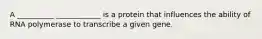 A __________ ____________ is a protein that influences the ability of RNA polymerase to transcribe a given gene.