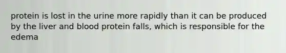 protein is lost in the urine more rapidly than it can be produced by the liver and blood protein falls, which is responsible for the edema