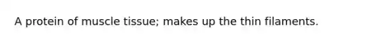 A protein of <a href='https://www.questionai.com/knowledge/kMDq0yZc0j-muscle-tissue' class='anchor-knowledge'>muscle tissue</a>; makes up the thin filaments.
