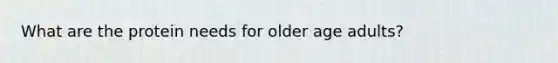 What are the protein needs for older age adults?