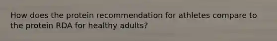 How does the protein recommendation for athletes compare to the protein RDA for healthy adults?