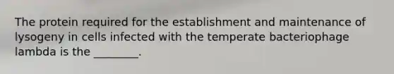 The protein required for the establishment and maintenance of lysogeny in cells infected with the temperate bacteriophage lambda is the ________.