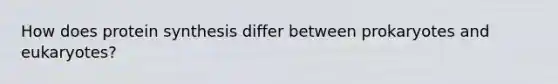 How does protein synthesis differ between prokaryotes and eukaryotes?