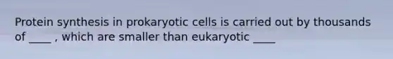 Protein synthesis in prokaryotic cells is carried out by thousands of ____ , which are smaller than eukaryotic ____