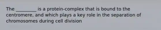 The _________ is a protein-complex that is bound to the centromere, and which plays a key role in the separation of chromosomes during cell division