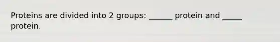 Proteins are divided into 2 groups: ______ protein and _____ protein.