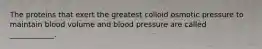 The proteins that exert the greatest colloid osmotic pressure to maintain blood volume and blood pressure are called ____________.