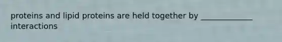 proteins and lipid proteins are held together by _____________ interactions