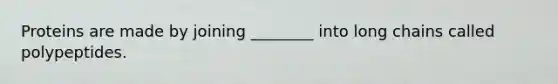 Proteins are made by joining ________ into long chains called polypeptides.