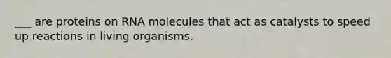 ___ are proteins on RNA molecules that act as catalysts to speed up reactions in living organisms.