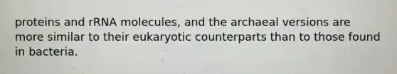 proteins and rRNA molecules, and the archaeal versions are more similar to their eukaryotic counterparts than to those found in bacteria.