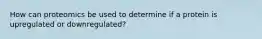 How can proteomics be used to determine if a protein is upregulated or downregulated?