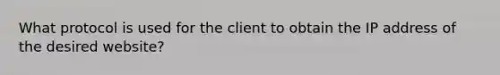 What protocol is used for the client to obtain the IP address of the desired website?