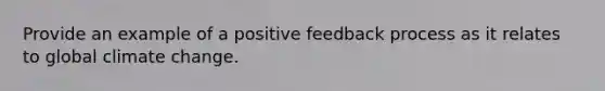 Provide an example of a positive feedback process as it relates to global climate change.