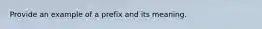 Provide an example of a prefix and its meaning.