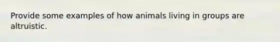 Provide some examples of how animals living in groups are altruistic.