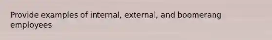 Provide examples of internal, external, and boomerang employees