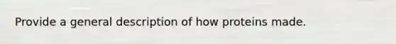 Provide a general description of how proteins made.