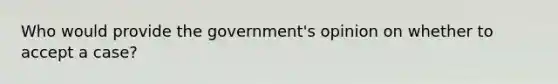 Who would provide the government's opinion on whether to accept a case?