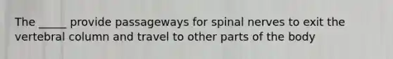 The _____ provide passageways for spinal nerves to exit the vertebral column and travel to other parts of the body