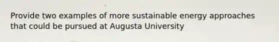 Provide two examples of more sustainable energy approaches that could be pursued at Augusta University