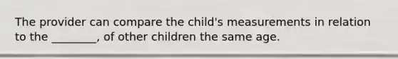 The provider can compare the child's measurements in relation to the ________, of other children the same age.