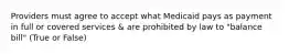 Providers must agree to accept what Medicaid pays as payment in full or covered services & are prohibited by law to "balance bill" (True or False)