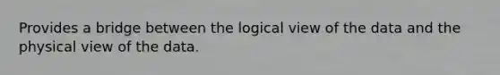 Provides a bridge between the logical view of the data and the physical view of the data.