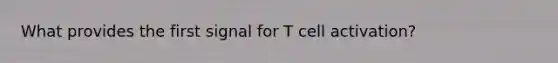 What provides the first signal for T cell activation?