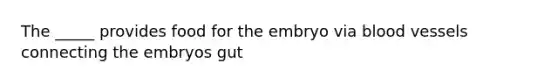 The _____ provides food for the embryo via blood vessels connecting the embryos gut