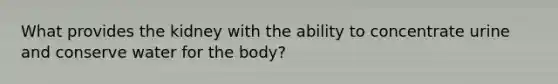 What provides the kidney with the ability to concentrate urine and conserve water for the body?