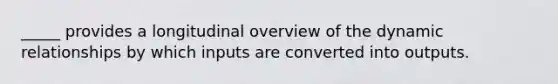 _____ provides a longitudinal overview of the dynamic relationships by which inputs are converted into outputs.