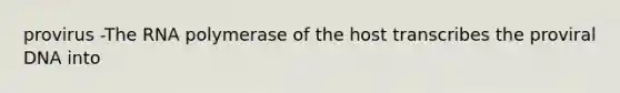 provirus -The RNA polymerase of the host transcribes the proviral DNA into