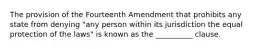 The provision of the Fourteenth Amendment that prohibits any state from denying "any person within its jurisdiction the equal protection of the laws" is known as the __________ clause.