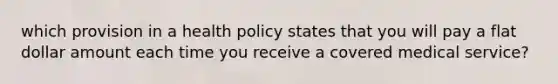 which provision in a health policy states that you will pay a flat dollar amount each time you receive a covered medical service?