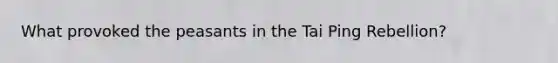 What provoked the peasants in the Tai Ping Rebellion?