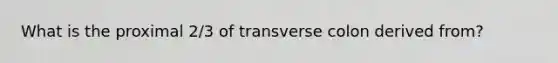 What is the proximal 2/3 of transverse colon derived from?